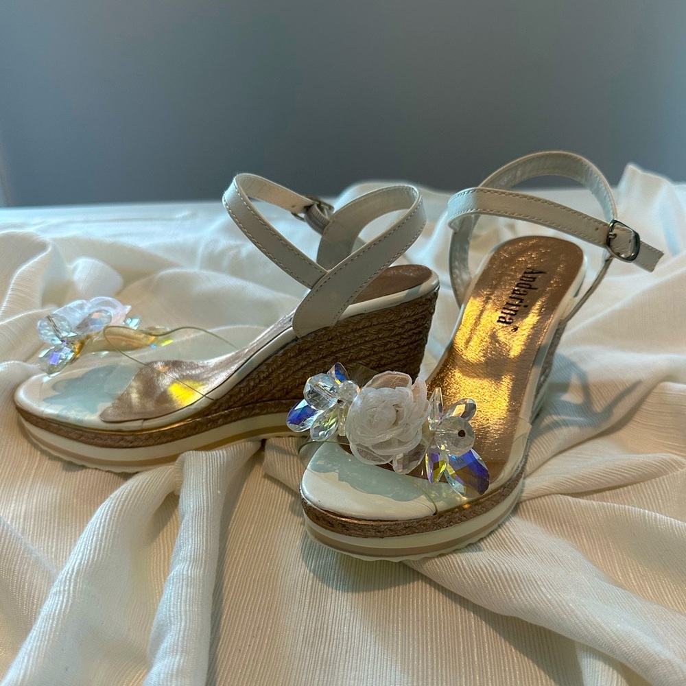 White metallic espadrilles
